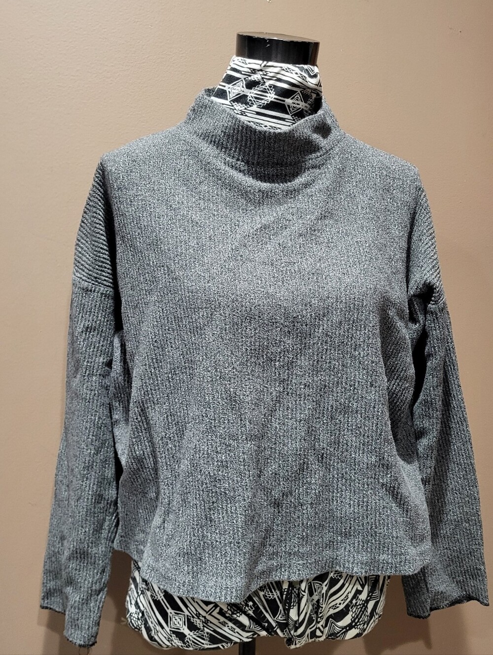 Madewell Gray Ribbed Mock Turtleneck Sweater
